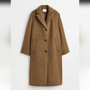 H&M Single-breasted Coat in Dark Beige Melange Size M NWT $75